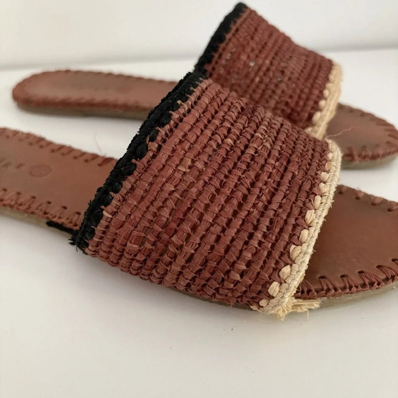 Maguire Raffia Sandals Brown Beige Black Size 39 US 8 - Picture 3 of 5